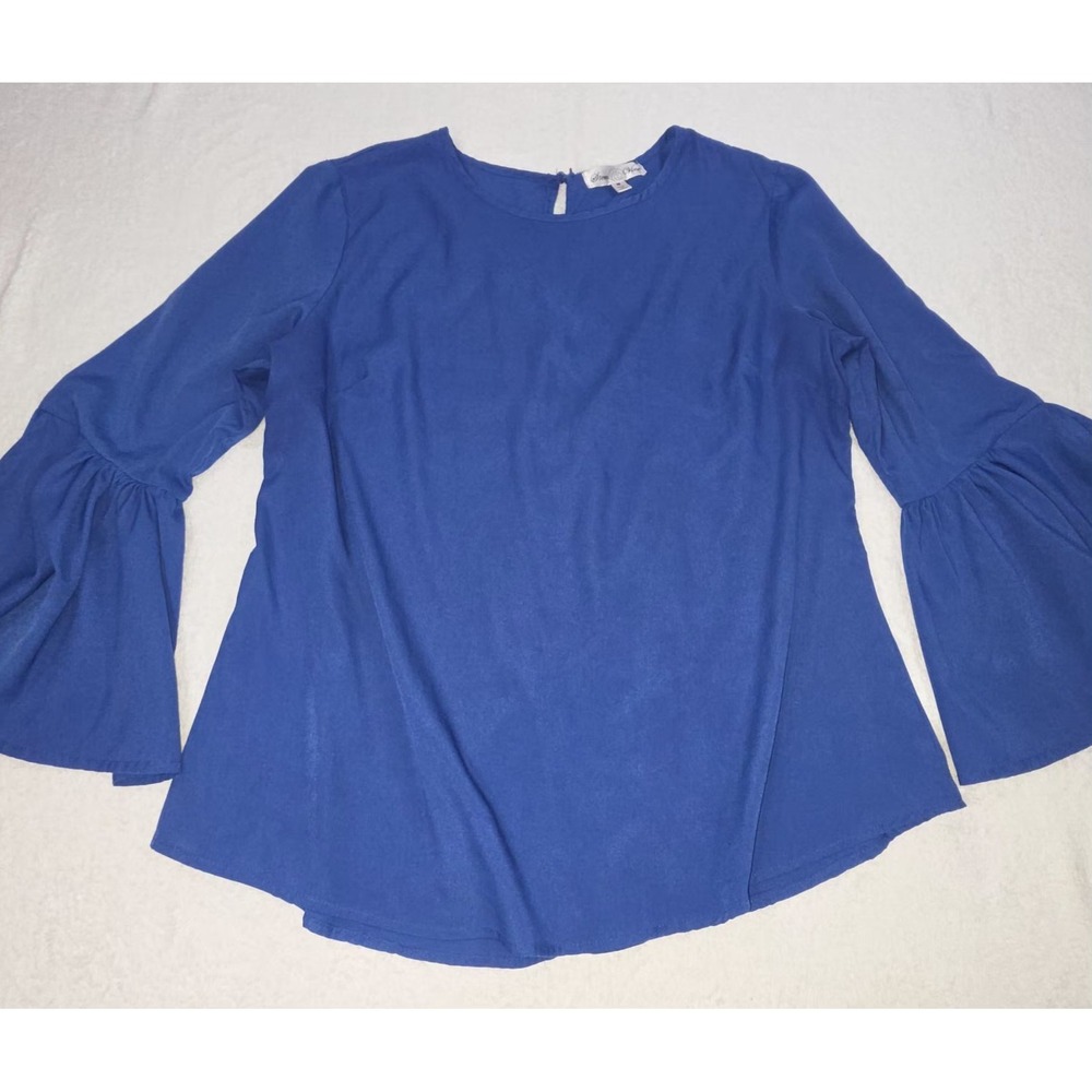 Women's Blue Long Sleeve Blouse Top Size M Casual Lightweight
